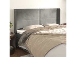 Vidaxl Cabeceira Cama C/ Abas Veludo 203x16x118/128 Cm Cinzento-claro