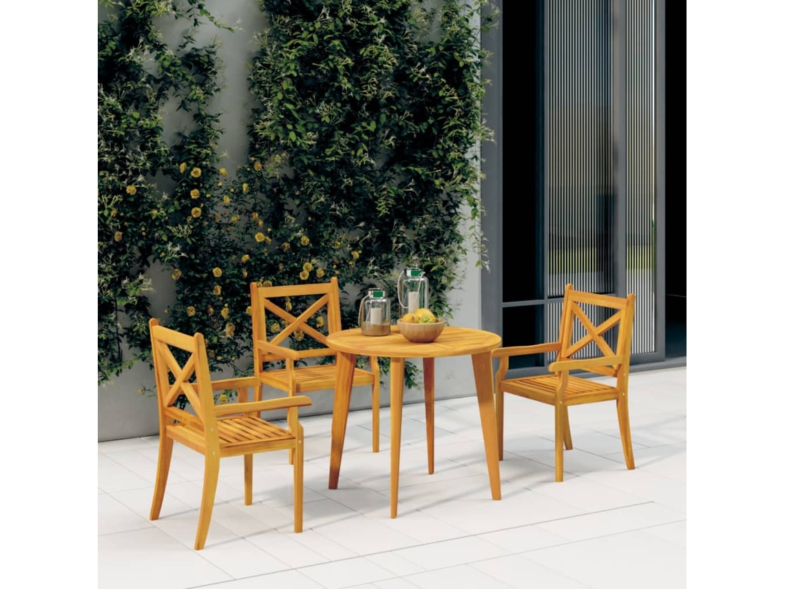 Cadeiras De Jantar De Exterior 3 Pcs Madeira De Acácia Maciça Dkd Home Decor