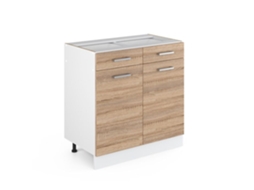 Móvel baixo universal R-Line, 80 cm com gavetas e portas, sem bancada, Sonoma, Vicco