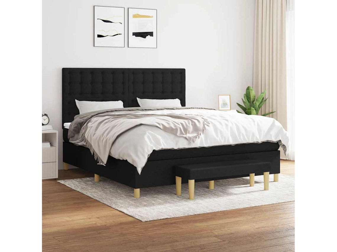 Vidaxl Cama Com Molas/colchão 180x200 Cm Tecido Preto
