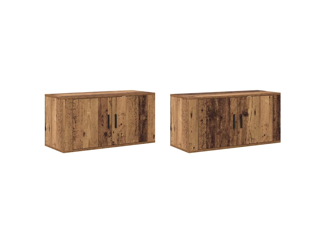 Conjunto 2 Solução De Armazenamento De Parede Vidaxl Castanho Derivados De Madeira (80 X 34,5 X 40 Cm)