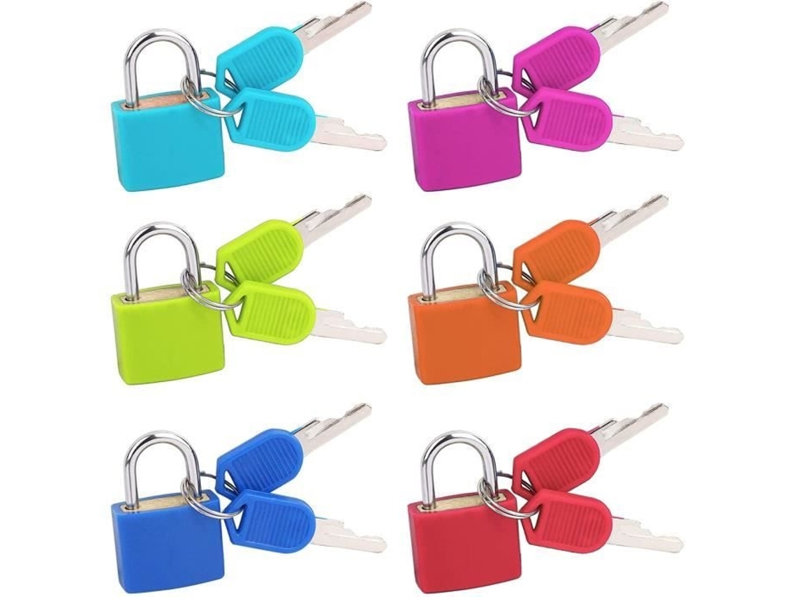 Mini Cadeado Com Chave, Conjunto De 6 Unidades Multicoloridas, Pequenos Cadeados Para Mala, Agenda, Bolsa De Viagem E Armário