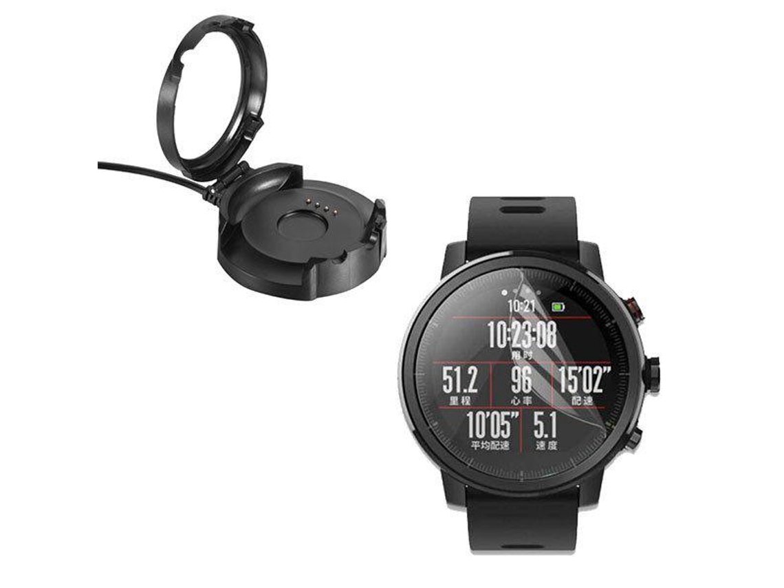 Kit Carregador Usb Charger Película Protectora Ecrã Gel Full Cover Xiaomi Amazfit Stratos