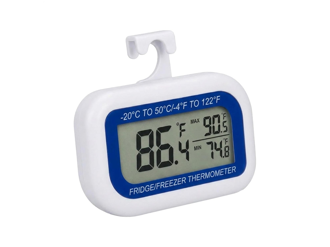 Lurelia Termómetro Digital Para Frigorífico E Congelador, Alta Precisão, Visor Lcd, Memória Máx./mín., Base Magnética, Suporte Prático