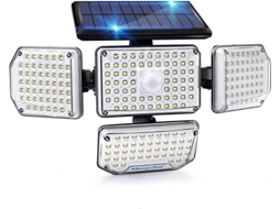 Luminária solar externa, luz de segurança com sensor de movimento e 4 cabeças ajustáveis. Brilvibera
