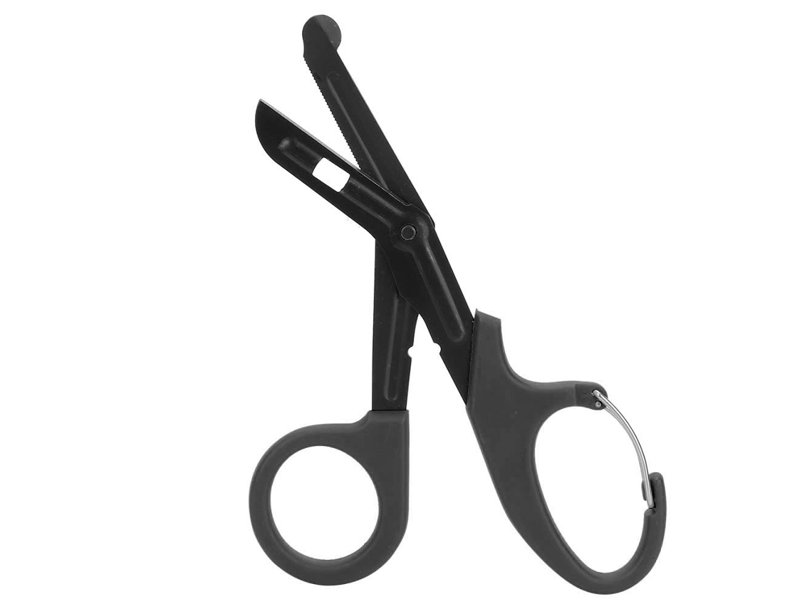 Tijeras De Vendaje De Acero Inoxidable Con Dientes Finos Herramienta De Primeros Auxilios Emergencia Negro