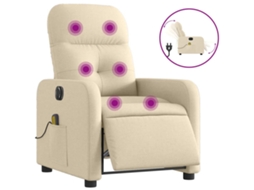 Electric Massage Recliner Chair, Electric Massage Recliner Chairs Vidaxl Creme Tecido