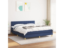 Vidaxl Cama Com Molas/colchão 160x200 Cm Tecido Azul
