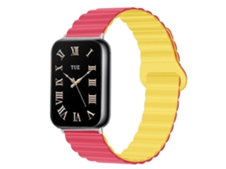 Bracelete para Redmi Watch 6 / 5 / 4 Silicone Magnético Reversível Fecho Duas Cores Magenta + Amarelo Claro XIAOMOYU