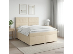 Vidaxl Cama Box Spring Com Colchão Creme 140 X 200 Cm Tecido