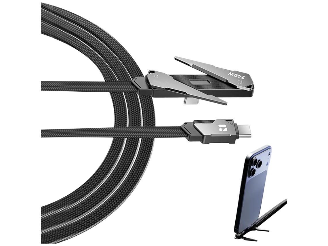 Cabo De Carregamento Rápido De 240 W Com Conector Usb - C E Suporte Para Celular.