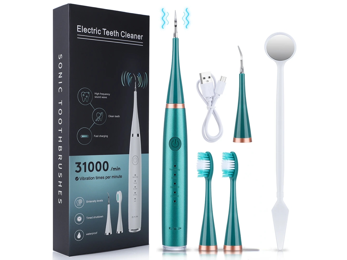 Kit de Higiene Bucal 3 em 1: Scanner, Limpador, Aparelho de Clareamento MDUG (verde)