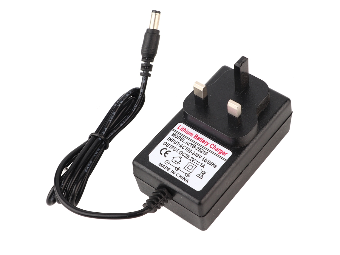 Adaptador De Carga Para Bateria 25.2v 1a Com Proteção Múltipla E Indicador Led Para Carros De Brinquedo E Carros De Equilíbrio