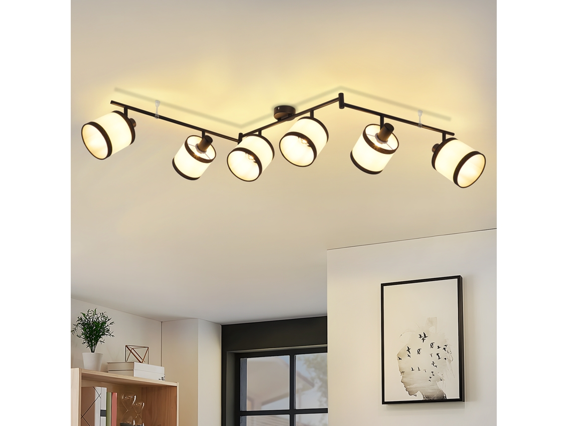 Painel Led 120 × 30 Cm, Regulável, Candeeiro de Teto Longa e Plana, Cor Rgb, com Comando, 36 W, Preta, Retangular NETTLIFE