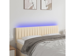 Vidaxl Cabeceira De Cama C/ Luzes Led Tecido 144x5x78/88 Cm Cor Creme