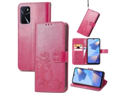 Capa De Couro Com Fecho De Quatro Folhas E Fivela Em Relevo Para Oppo A16e