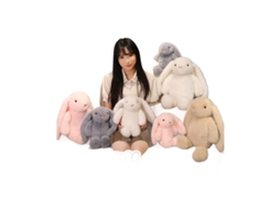Coelho Bonito Pelúcia Orelhas Compridas e Caídas, Macio Abraçável Brinquedo Companhia Rosa CHABERLU
