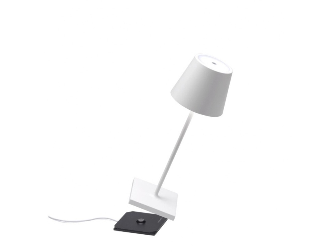 Candeeiro de Mesa Poldina Pro Mini Branco Led Recarregável e Regulável ZAFFERANO
