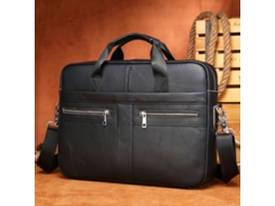 Maleta de Couro Genuíno Masculino Caso Portátil Viagem de Negócios Trabalho Mensageiro Bolsa de Ombro-Preto