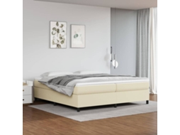 Vidaxl Cama Com Molas/colchão 200x200 Cm Couro Artificial Cor Creme