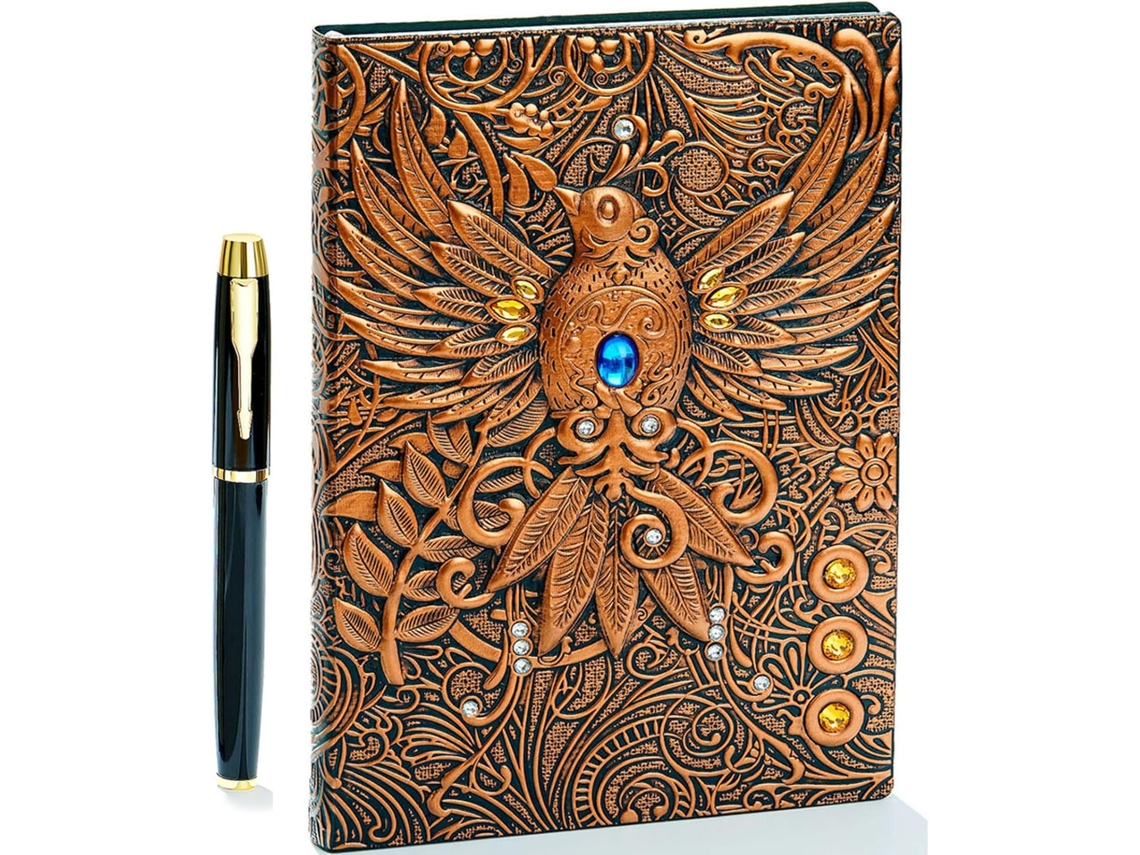Caderno Retrô Com Caneta Dourada A5 Caderno Antigo Diário Retrô Bloco De Notas Feito À Mão Brilvibera