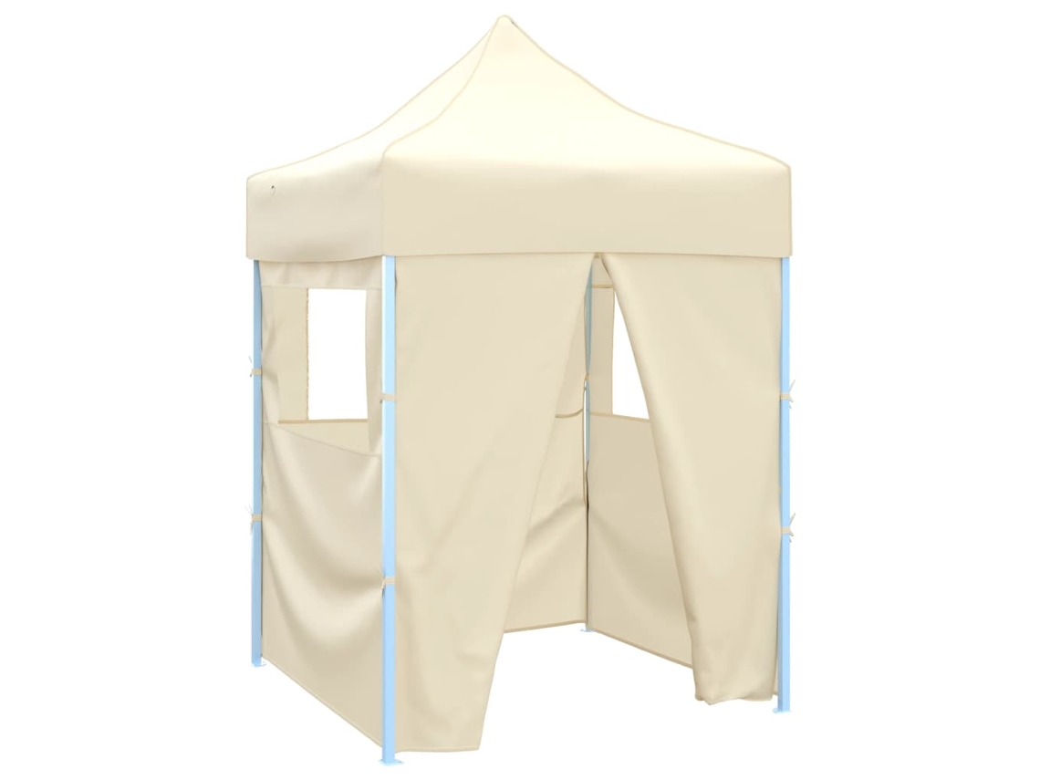 Vidaxl Tenda Dobrável Profissional Festas 4 Paredes 2x2 M Aço Creme