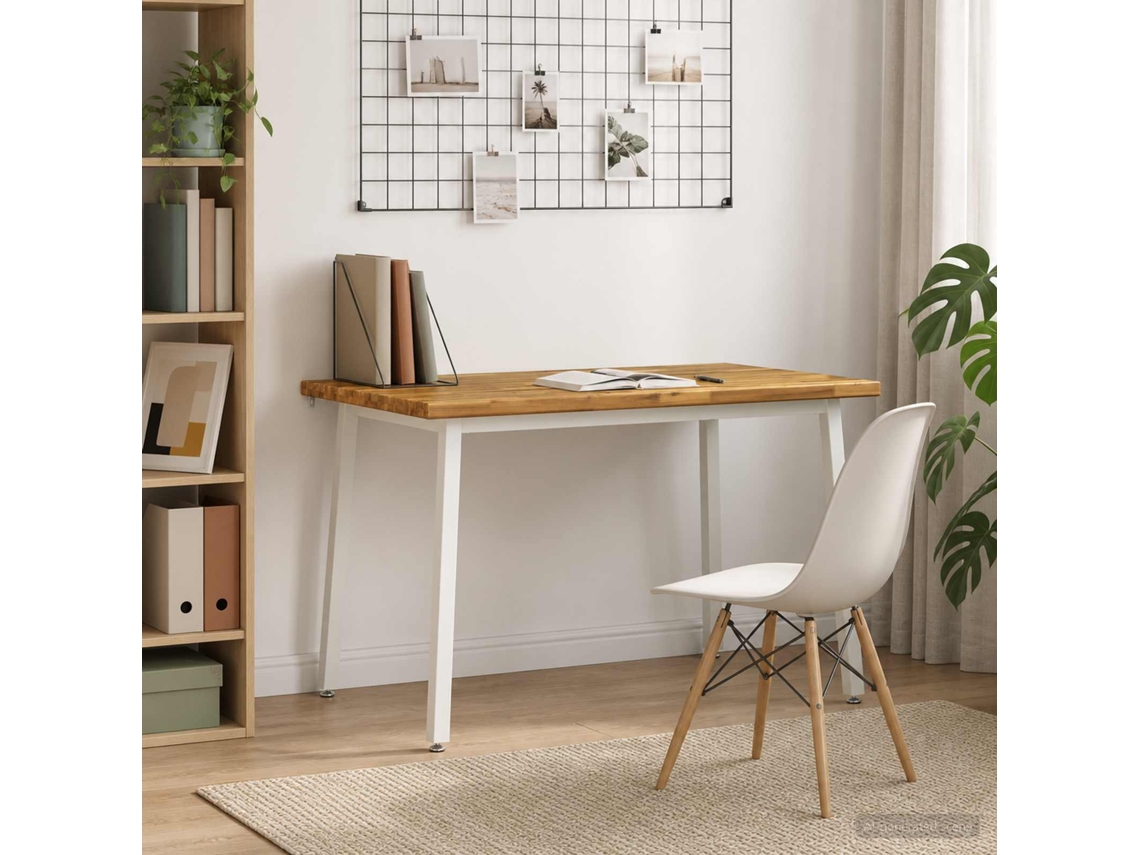 Vidaxl 120 X 70 X 75 Cm Madeira Sólida De Acácia Branco Retangular