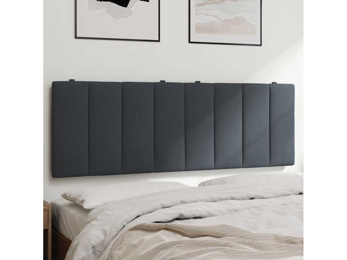 Vidaxl Almofadão De Cabeceira Hanko 140 Cm Veludo Cinzento-escuro