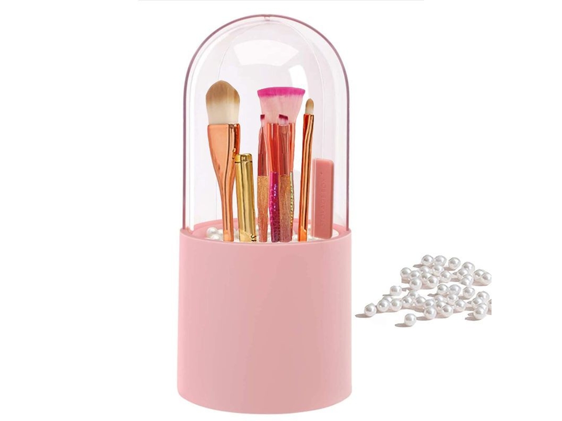 Porta Pincéis de Maquilhagem de Acrílico com Tampa, Estojo Transparente, Organizador Anti poeira para Banheiro e Vanity S/MARCA