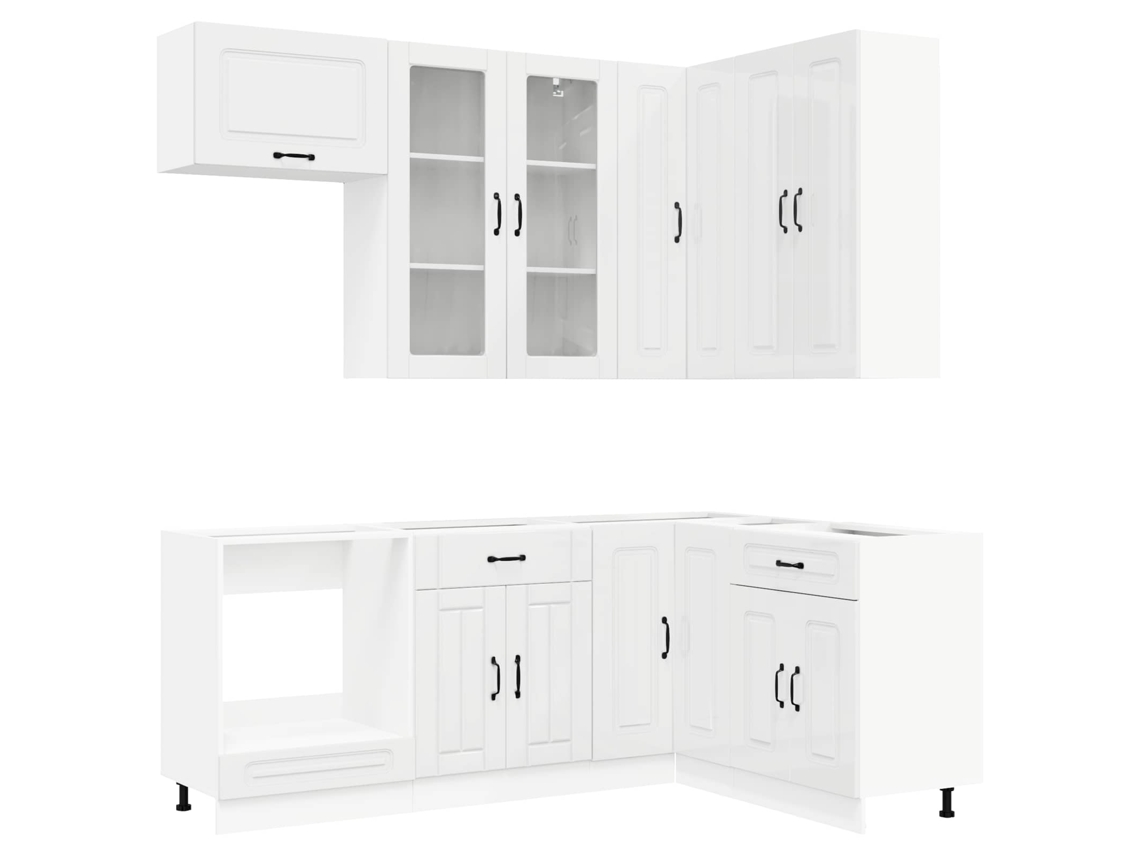 Vidaxl Unidade De Cozinha Kalmar 8 Unid. Branco Brilhante