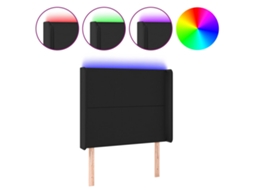 Cabeceira de Cama com Led de Couro Artificial (83x16x118/128 cm) Preto MAISON EXCLUSIVE