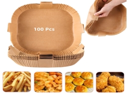 Lurelia Papel Para Air Fryer, 100 Unidades, 20 Cm, Descartável, Com Alça, Natural, Alça
