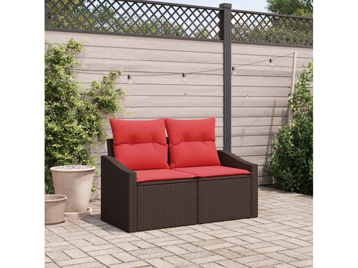 Vidaxl Sofá De Jardim Castanho 123 X 62 X 69cm Vime Pe