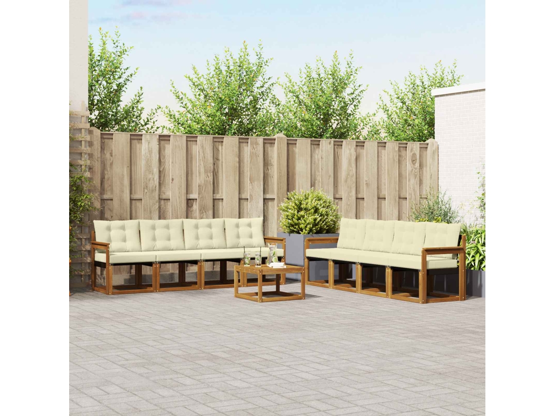 Vidaxl Conjunto De Sofás Para Exterior 9 Unid. Natural E Creme