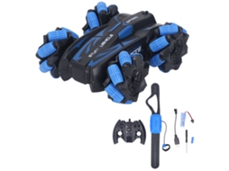 Carrinho de acrobacias ATS RC para meninos e meninas, rotação de 360 graus, direção em ambos os lados, controle remoto de 2,4 GHz, azul, para terra e praia.