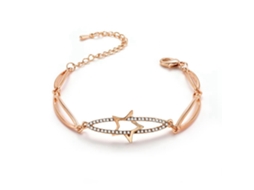 Pulseira Feminina Estrela Strass Com Corrente De Liga