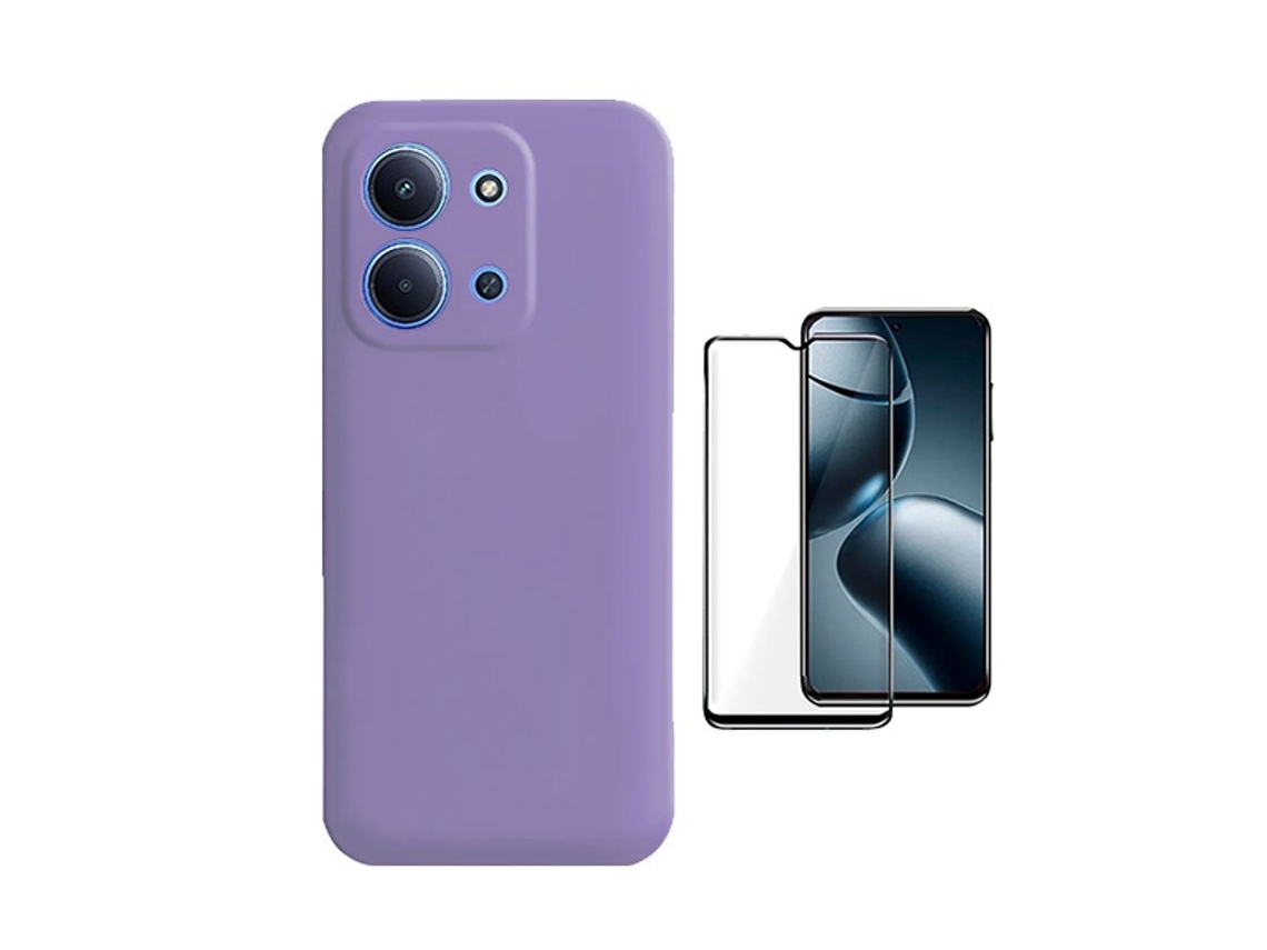 Kit Película De Vidro Temperado Gorilasglass Capa Proteção Silicone Gift4me Para Xiaomi Poco C85 - Roxo