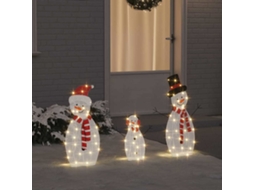 Vidaxl Família De Bonecos De Neve Iluminados 3 Unid. Branco Quente