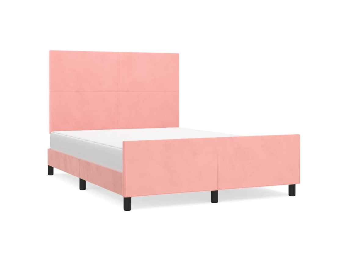 Bed Frame With Headboard, Bed Frames With Headboards Vidaxl Cor-de-rosa Veludo (140 X 190 Cm)