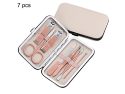 Set De Tesouras De Unhas 7 Em 1 De Aço Inoxidável Portátil Com Estojo Para Manicure E Pedicure Ouro Rosa