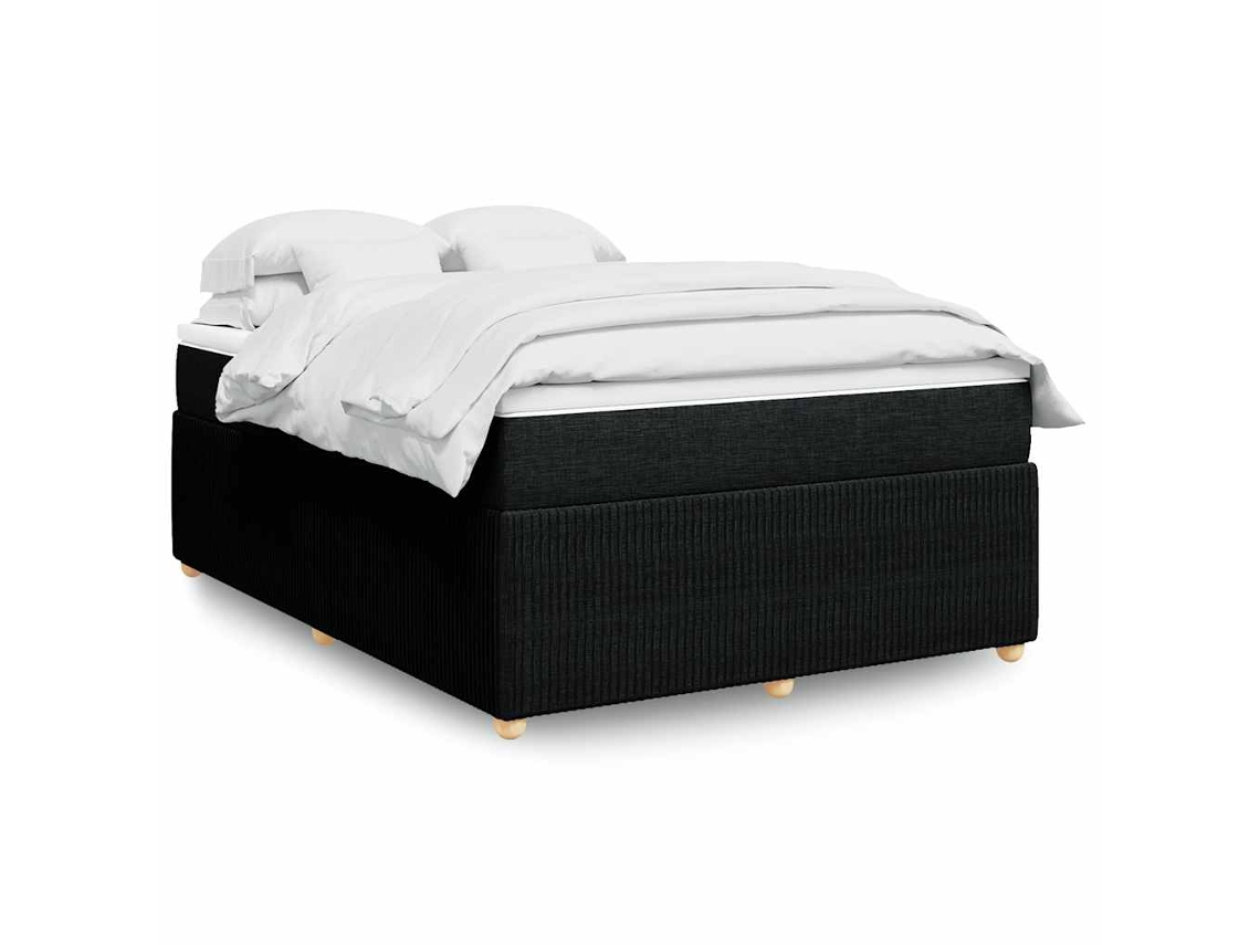 Vidaxl Cama Com Molas/colchão 140x190 Cm Tecido Preto