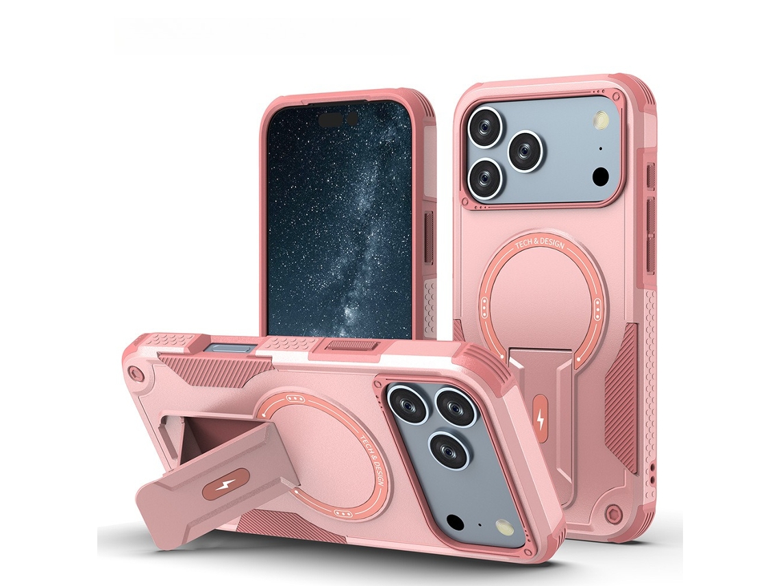 Capa Para Iphone 17 Pro, Resistente A Quedas E Impactos, Com Suporte Integrado. Rosa Hexinyigjly
