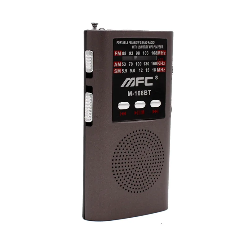 Mini Rádio Fm/am/sw Alto falante Bluetooth Sem Fio Lanterna Led Compatível com Reprodução Via Cartão Tf e Usb MDUG (cinza)