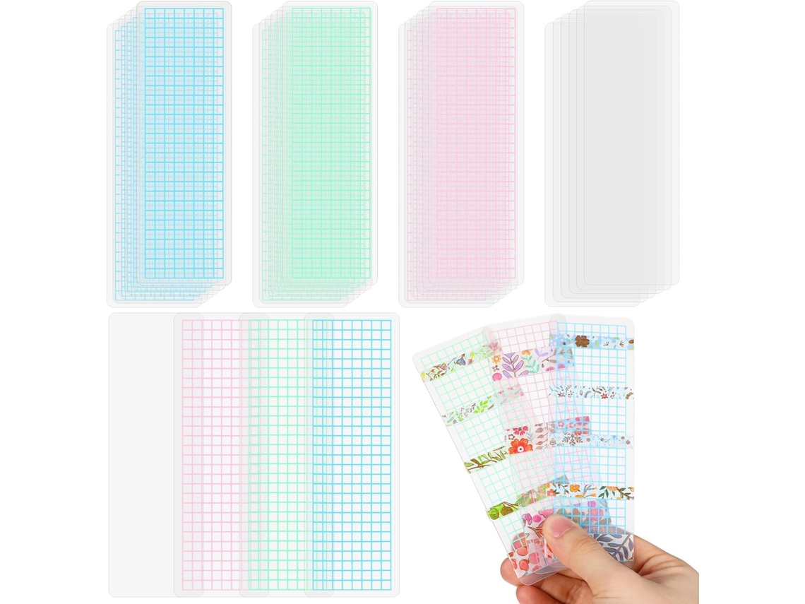 Pratos de plástico para fita adesiva decorativa (washi tape) com superfície fosca e bordas arredondadas, organizadores.