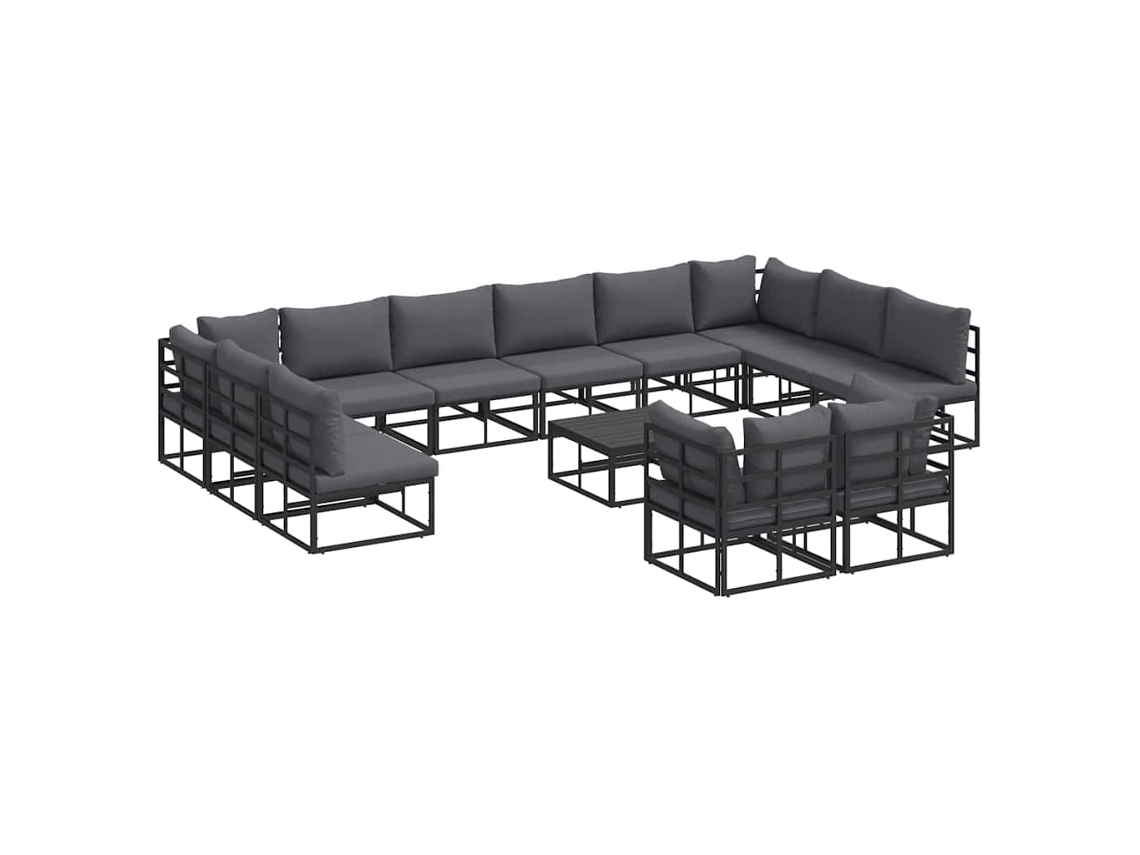 Conjunto 13 Conjunto De Sofá De Jardim Vidaxl Preto Alumínio (423 X 211,5 X 71 Cm)