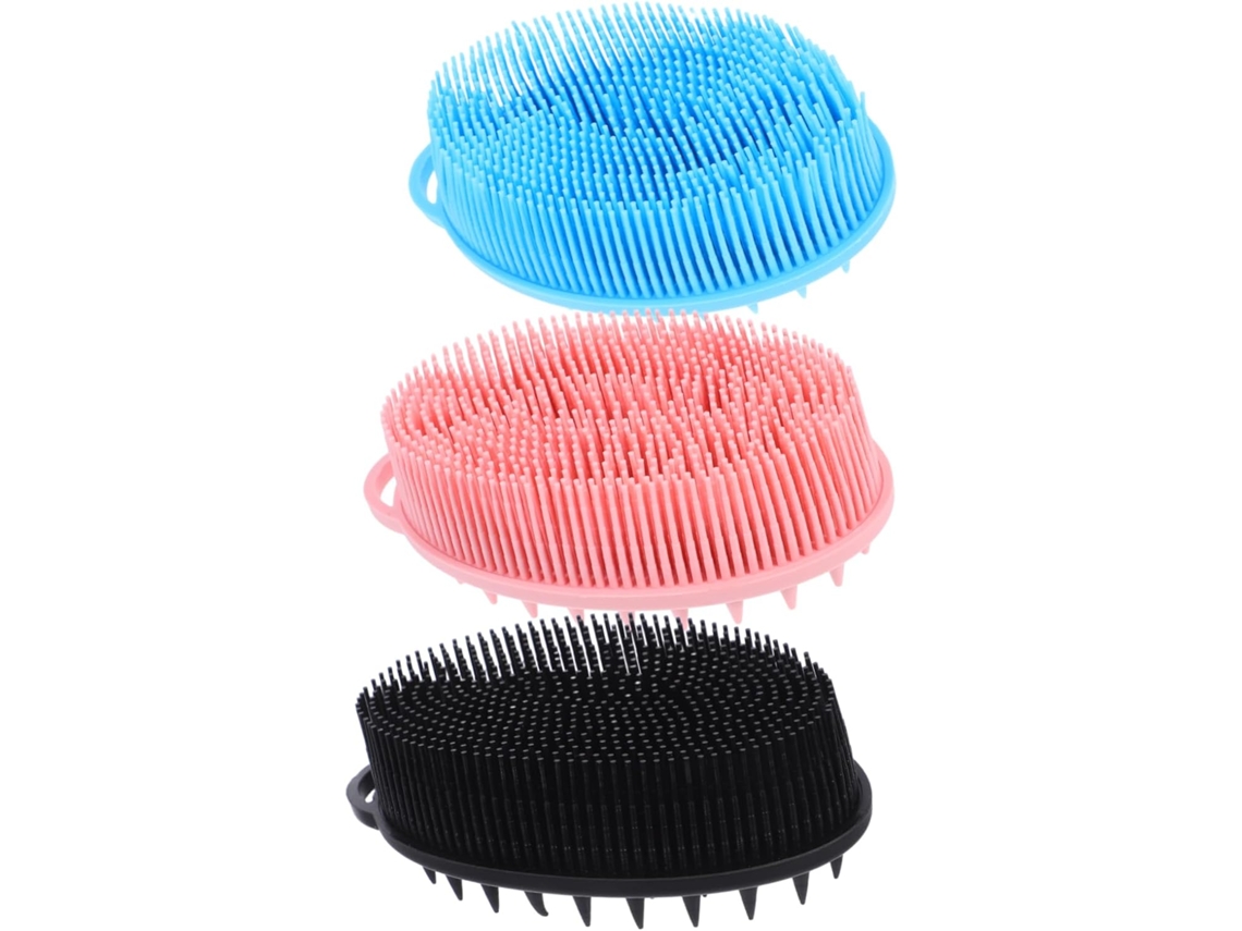 Conjunto De 3 Escovas Esfoliantes Silicone Dupla Face Para Banho E Ducha, Limpeza Suave Do Corpo E Rosto Para Todos Os