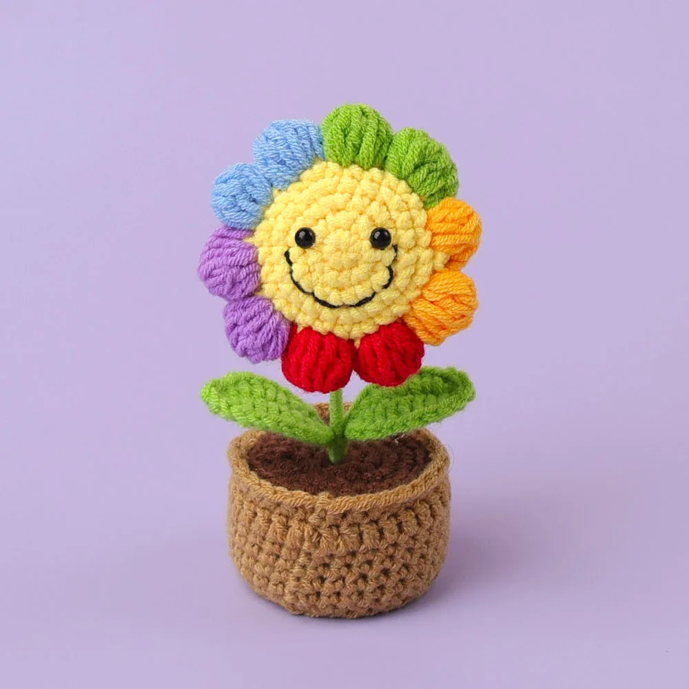 (1 Peça) Vaso De Crochê Fofo, Decoração De Casa Para Plantas Feita À Mão Em Crochê