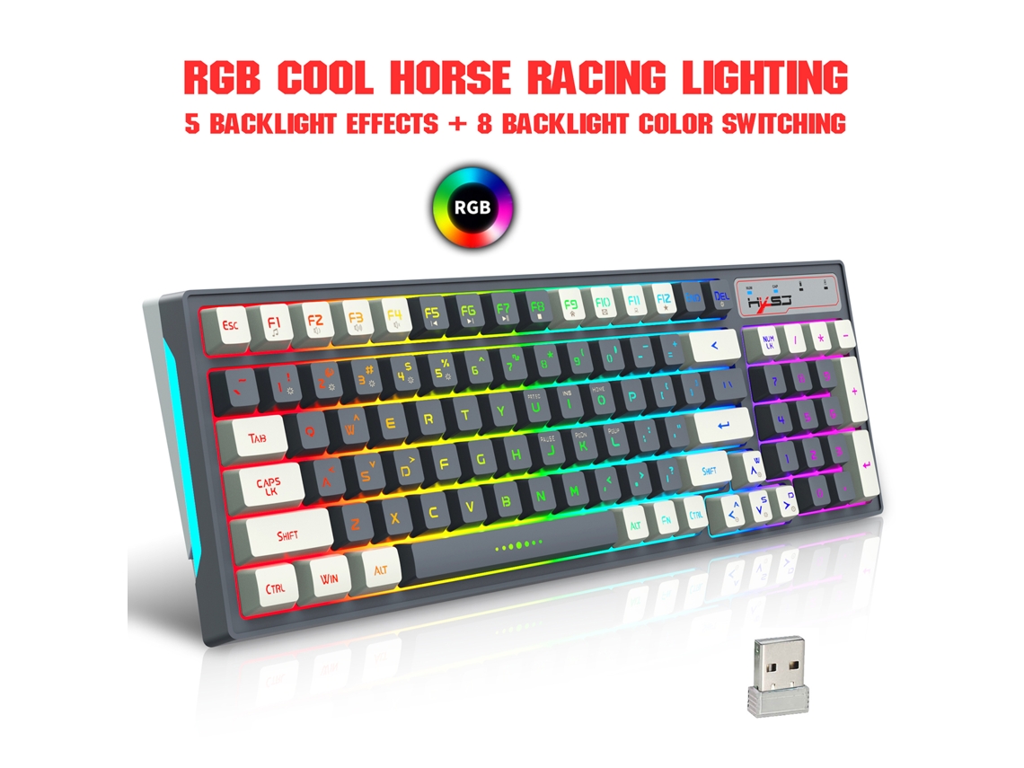 Teclado Gamer Sem Fio Rgb Hxsj L900 K96 2.4g Com Iluminação Ajustável E Membrana Com Sensação Mecânica