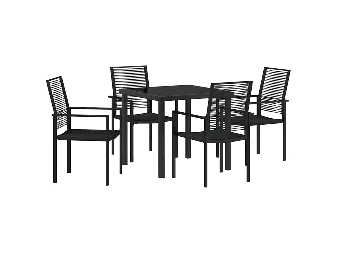 Conjunto 5 Conjunto De Jantar Para Jardim Vidaxl Preto Pvc (80 X 80 X 73 Cm)