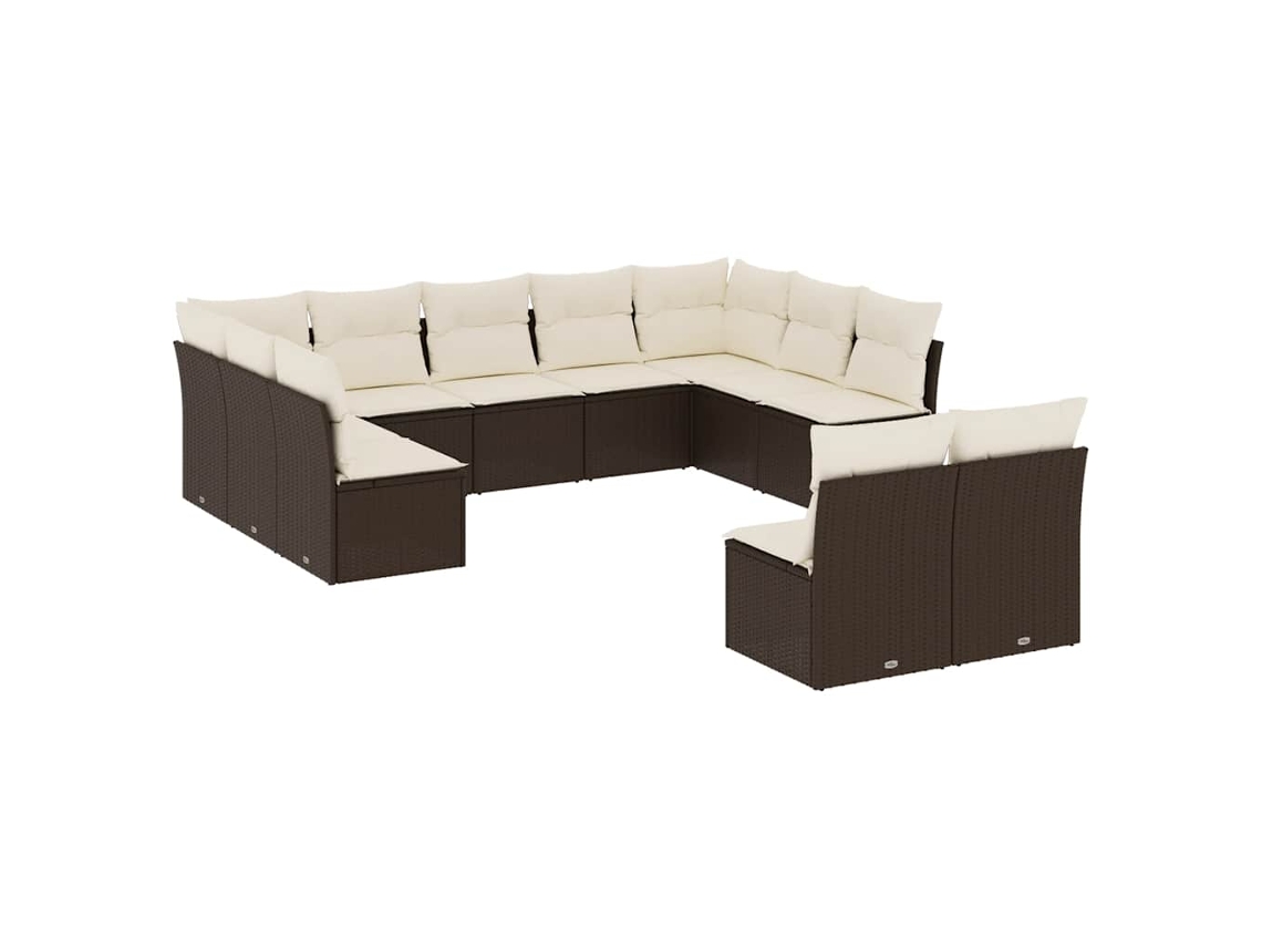 Conjunto de 11 Sofás de Jardim C/ Almofadões Vime Pe Castanho MAISON EXCLUSIVE (11 pcs)